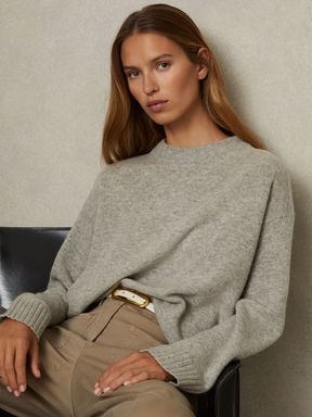 Grey Marl Reiss Elena Wool Cashmere Crew Neck Jumper