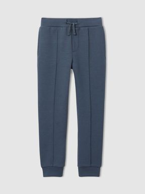 Dark Diesel Blue Reiss Premier Interlock Jersey Drawstring Joggers