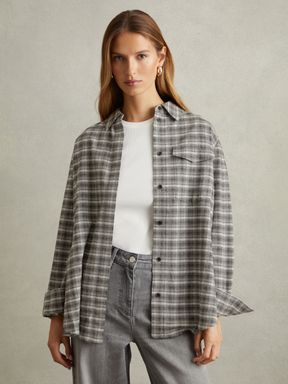 Grey Reiss Lorena Checked Button-Through Shirt