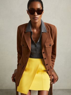 Yellow Reiss Cleo Cross-Over Mini Skirt