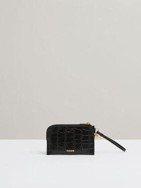 Black Reiss Gloria Leather Coin Purse