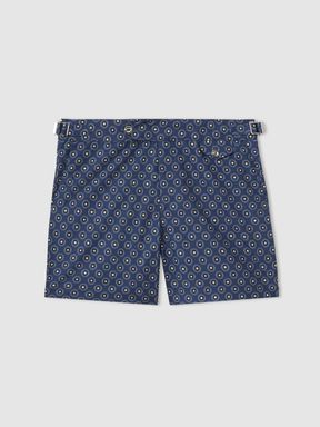 Blue Hemingsworth Ikat-Print Swim Shorts