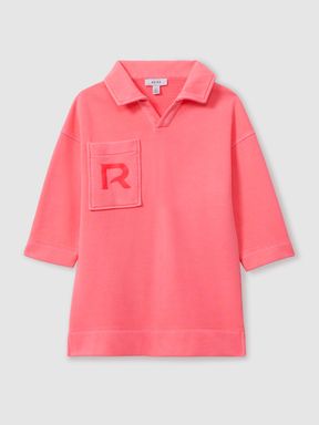 Bright Pink Reiss Natasha Open-Collar Jumper Dress