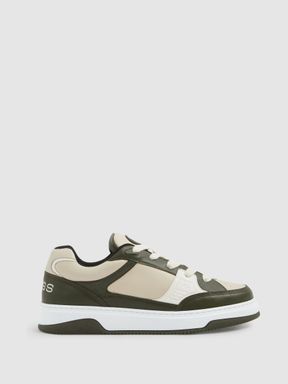 Green Reiss Alvar Panelled Leather Trainers