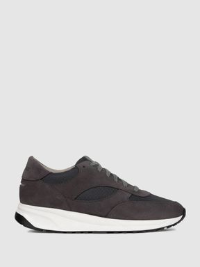 Grey Unseen Footwear Suede and Mesh Rozel Trainers