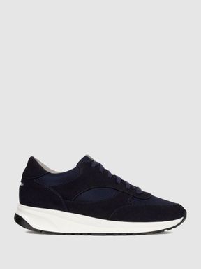 Navy Unseen Footwear Suede and Mesh Rozel Trainers