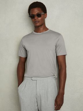 Grey Reiss Capri Cotton Crew Neck T-Shirt