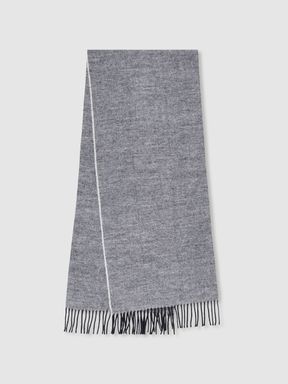 Navy/White Reiss Higgins Wool Blend Herringbone Scarf