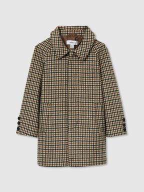 Brown Multi Reiss Region Wool-Blend Shephards Check Coat