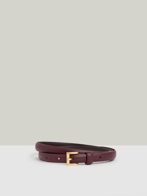 Oxblood Reiss Holly Leather Skinny Belt
