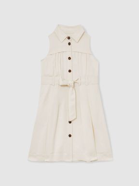 Ivory Reiss Heidi Tie-Waist Collared Dress