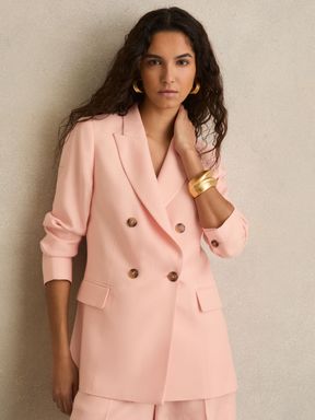 Pink Reiss Magda Double-Breasted Peak-Lapel Suit Jacket
