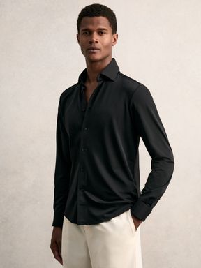 Black Reiss Voyager Long Sleeve Travel Shirt