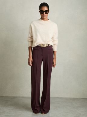 Burgundy Reiss Claude High Rise Flared Trousers