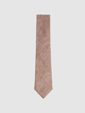 Soft Brown Reiss Elio Linen Textured Tie