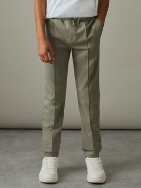 Soft Sage Green Reiss Premier Interlock Drawstring Joggers