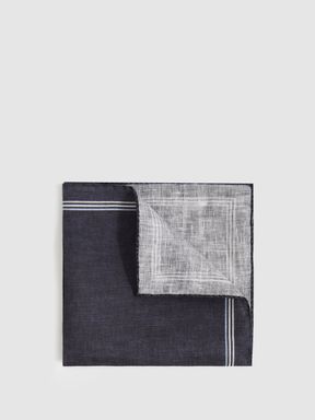 Navy Reiss Fiorello Linen Pocket Square