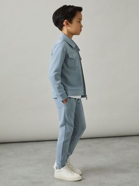 Soft Denim Blue Reiss Premier Interlock Drawstring Joggers