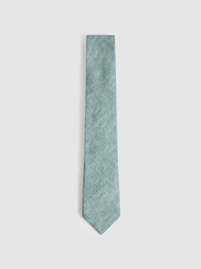 Soft Sage Reiss Elio Linen Textured Tie