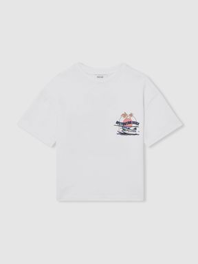 White/Multi Reiss Jimmy 100% Cotton Oversized Graphic-Print T-Shirt