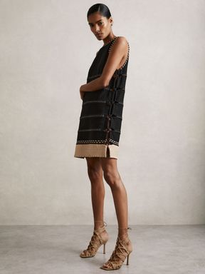 Black Reiss Lawrence Atelier Whipstitch Mini Dress