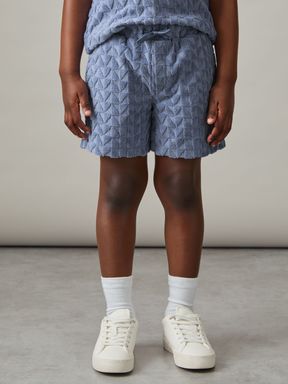 Airforce Blue Reiss Piro Textured Towelling Shorts