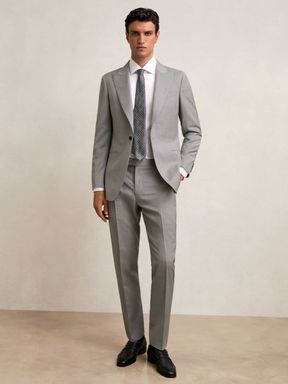 Mid Grey Reiss Inspire Wool Tailored-Fit Suit Trousers