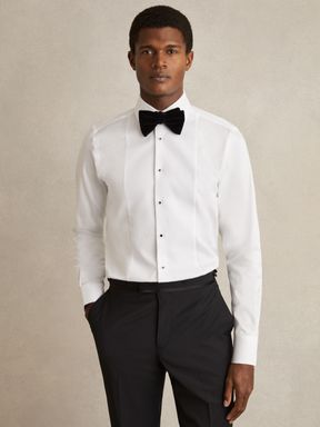 White Reiss Marcel Cotton Double-Cuff Dinner Shirt