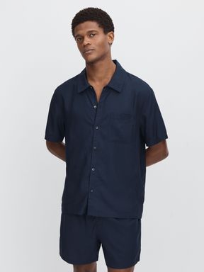 Dark Blue Calvin Klein Underwear Pyjama Shorts and Shirt Set