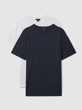 Navy/White Reiss Mikan Pack of Two Crew-Neck T-Shirts