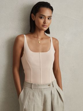 Nude Reiss Verity Ribbed Seam Detail Vest