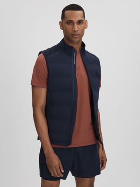 Midnight Navy Reiss Easton Castore Water Repellent Hybrid Quilted Gilet