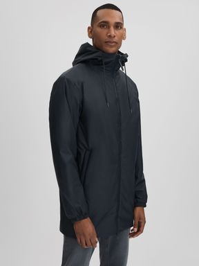 Navy Rains Waterproof Long Jacket