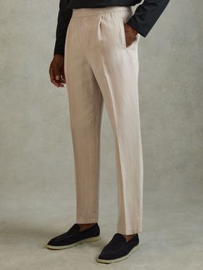 Stone Reiss Pact Relaxed Cotton Blend Elasticated Waist Trousers