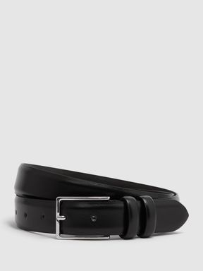 Black Reiss Dante Smooth Leather Belt