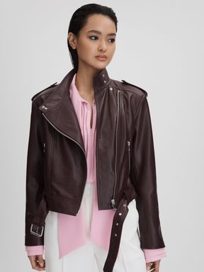 Berry Reiss Maeve Cropped Leather Biker Jacket