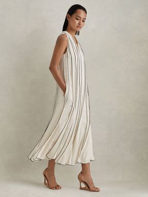 Ivory Reiss Sarah Contrast Ruffle Midi Dress