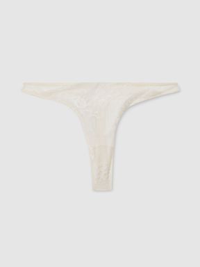 Ivory Calvin Klein Underwear Embroidered Mesh Thong