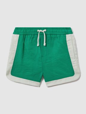 Bright Green/Ecru Reiss Surf Contrast Drawstring Swim Shorts