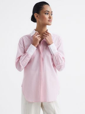 Pink Reiss Grace Plain Collared Shirt
