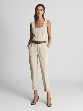 Stone Reiss Erin Cotton Tapered Trousers