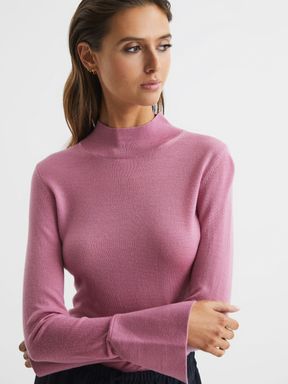 Pink Reiss Sasha Merino Wool Split Sleeve Jumper