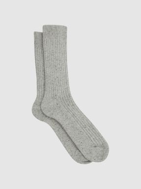 Soft Grey Reiss Coen Speckled Hiking Socks