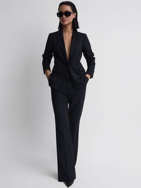 Navy Reiss Haisley Tailored Flared Suit Trousers
