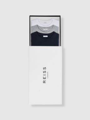 White/Soft Blue/Stone Reiss Bless Crew Neck T-Shirts 3 Pack