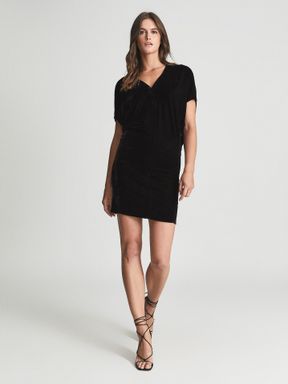 Black Reiss Loretta Velvet Mini Dress