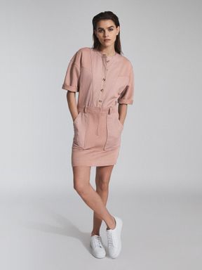 Pink Reiss Emlyn Panel Detail Sweatshirt Dress