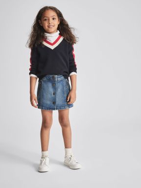 Mid Blue Reiss Kayleigh Junior Denim Mini Skirt