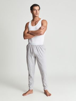 Grey Melange Reiss Cali Organic Cotton Nightwear Joggers
