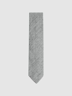 Soft Grey Reiss Levanzo Silk Textured Polka Dot Tie